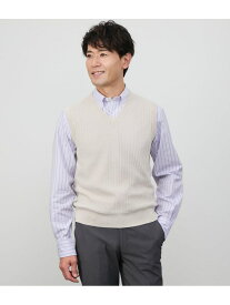 【SALE／60%OFF】【ウォッシャブル】ポリエステルラミー Vネックベスト NEWYORKER MEN ニューヨーカー トップス ニット ネイビー ベージュ【RBA_E】【送料無料】[Rakuten Fashion]