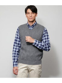 【SALE／40%OFF】カシミヤ混 Vネック ニットベスト NEWYORKER MEN ニューヨーカー トップス ニット グレー ブルー【RBA_E】【送料無料】[Rakuten Fashion]