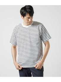 【SALE／42%OFF】先染め 天竺 ボーダー 半袖クルーネックTシャツ NEWYORKER MEN ニューヨーカー トップス カットソー・Tシャツ ホワイト ブルー【RBA_E】【送料無料】[Rakuten Fashion]
