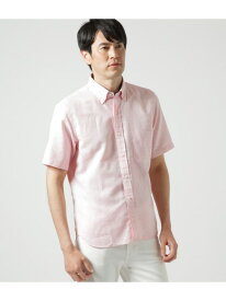【SALE／40%OFF】コットンリネン ドビーシャンブレー 半袖ショートボタンダウンシャツ NEWYORKER MEN ニューヨーカー トップス シャツ・ブラウス ピンク【RBA_E】【送料無料】[Rakuten Fashion]