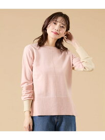 【SALE／40%OFF】【L】ウール天竺 バイカラーニットプルオーバー NEWYORKER WOMEN L-SIZE ニューヨーカー エルサイズ トップス ニット ブルー ピンク【RBA_E】【送料無料】[Rakuten Fashion]