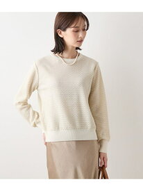【SALE／23%OFF】【L】【手洗い可能】トライアングルラメ クルーネックニットプルオーバー NEWYORKER WOMEN L-SIZE ニューヨーカー エルサイズ トップス ニット ホワイト ネイビー【RBA_E】【送料無料】[Rakuten Fashion]