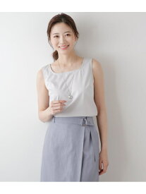 【SALE／50%OFF】【UVカット・透け防止・遮熱】ソルシールドプレーティング天竺 スクエアネックタンクトップ NEWYORKER WOMEN ニューヨーカー トップス カットソー・Tシャツ グレー ホワイト【RBA_E】【送料無料】[Rakuten Fashion]