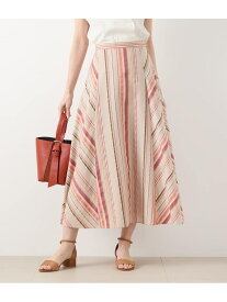 【SALE／50%OFF】マルチストライプ ロングフレアスカート NEWYORKER WOMEN ニューヨーカー スカート ロング・マキシスカート ネイビー ベージュ【RBA_E】【送料無料】[Rakuten Fashion]