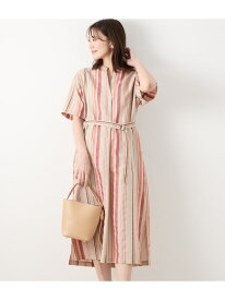 【SALE／51%OFF】マルチストライプ シャツワンピース NEWYORKER WOMEN ニューヨーカー ワンピース・ドレス ワンピース ネイビー ベージュ【RBA_E】【送料無料】[Rakuten Fashion]
