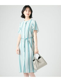 【SALE／13%OFF】ランダムストライプ 前開き半袖ワンピース NEWYORKER WOMEN ニューヨーカー ワンピース・ドレス ワンピース ネイビー【RBA_E】【送料無料】[Rakuten Fashion]