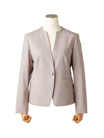 【L】ミストブッチャー 1釦ノーカラージャケット NEWYORKER WOMEN L-SIZE ニューヨーカー エルサイズ ジャケット・アウター テーラードジャケット・ブレザー ネイビー ベージュ【送料無料】[Rakuten Fashion]