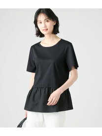 【SALE／50%OFF】【接触冷感】コットンスムース 半袖ペプラムプルオーバー NEWYORKER WOMEN ニューヨーカー トップス カットソー・Tシャツ ブラック グレー【RBA_E】【送料無料】[Rakuten Fashion]