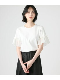 【SALE／40%OFF】【接触冷感】コットンスムース 半袖楊柳フリルプルオーバー NEWYORKER WOMEN ニューヨーカー トップス カットソー・Tシャツ ホワイト ネイビー【RBA_E】【送料無料】[Rakuten Fashion]
