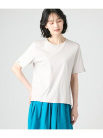 【SALE／50%OFF】【接触冷感】コットンスムース 半袖ラメステッチTシャツ NEWYORKER WOMEN ニューヨーカー トップス カットソー・Tシャツ グレー グリーン【RBA_E】【送料無料】[Rakuten Fashion]