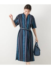 【SALE／50%OFF】【L】マルチストライプ シャツワンピース NEWYORKER WOMEN L-SIZE ニューヨーカー エルサイズ ワンピース・ドレス ワンピース ネイビー【RBA_E】【送料無料】[Rakuten Fashion]