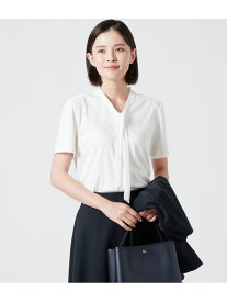 【SALE／42%OFF】ポリエステルスムース ボウタイ半袖プルオーバー NEWYORKER WOMEN ニューヨーカー トップス カットソー・Tシャツ ホワイト グレー ネイビー【RBA_E】【送料無料】[Rakuten Fashion]