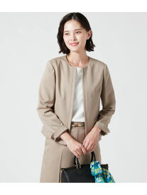 【SALE／28%OFF】ウォッシャブルストレッチ 1ホックノーカラージャケット NEWYORKER WOMEN ニューヨーカー ジャケット・アウター テーラードジャケット・ブレザー ベージュ ネイビー【RBA_E】【送料無料】[Rakuten Fashion]
