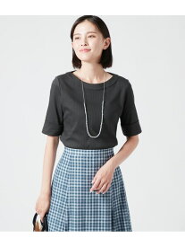 【SALE／30%OFF】針抜きミラノリブ ターンバック5分袖カットソー NEWYORKER WOMEN ニューヨーカー トップス カットソー・Tシャツ グリーン パープル グレー【RBA_E】【送料無料】[Rakuten Fashion]