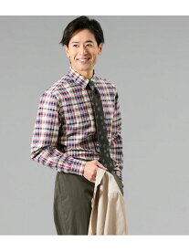 【吸水速乾】サッカー デジタルミックスカラーチェック 長袖ショートボタンダウンシャツ NEWYORKER MEN ニューヨーカー トップス シャツ・ブラウス ワインレッド【送料無料】[Rakuten Fashion]