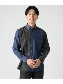 【SALE／20%OFF】デニム風シャンブレーツイル 長袖ショートボタンダウンシャツ NEWYORKER MEN ニューヨーカー トップス シャツ・ブラウス ネイビー【RBA_E】【送料無料】[Rakuten Fashion]