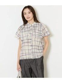シアースウィングチェック フレアスリーブブラウス NEWYORKER WOMEN ニューヨーカー トップス シャツ・ブラウス ホワイト ネイビー【送料無料】[Rakuten Fashion]