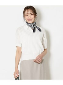 強撚コットン 透かし編み柄ニットポロ NEWYORKER WOMEN ニューヨーカー トップス ニット グリーン ネイビー ホワイト【送料無料】[Rakuten Fashion]