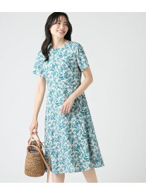 【SALE／14%OFF】シャドーフラワー 半袖フレアーワンピース NEWYORKER WOMEN ニューヨーカー ワンピース・ドレス ワンピース ブルー グリーン【RBA_E】【送料無料】[Rakuten Fashion]