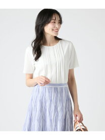 【SALE／20%OFF】【吸水速乾】コンフォートプレーティング天竺 半袖クルーネックカットソー NEWYORKER WOMEN ニューヨーカー トップス カットソー・Tシャツ ホワイト ブルー【RBA_E】【送料無料】[Rakuten Fashion]