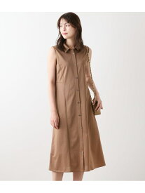【SALE／40%OFF】【接触冷感】ハイツイストツイル ノースリーブシャツワンピース NEWYORKER WOMEN ニューヨーカー ワンピース・ドレス ワンピース ネイビー ベージュ【RBA_E】【送料無料】[Rakuten Fashion]