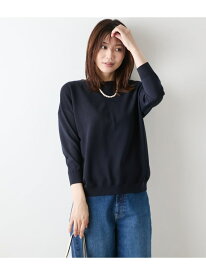 【SALE／40%OFF】【L】【手洗い可能】TCヘリンボーン 7分袖ニットプルオーバー NEWYORKER WOMEN L-SIZE ニューヨーカー エルサイズ トップス ニット ネイビー【RBA_E】【送料無料】[Rakuten Fashion]
