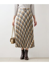 【SALE／50%OFF】エターミンブロックチェック プリーツスカート NEWYORKER WOMEN ニューヨーカー スカート ロング・マキシスカート ベージュ【RBA_E】【送料無料】[Rakuten Fashion]