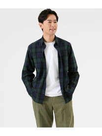 シアサッカー ビッグチェック 長袖ショートボタンダウンシャツ NEWYORKER MEN ニューヨーカー トップス シャツ・ブラウス ネイビー【送料無料】[Rakuten Fashion]