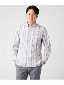 【SALE／50%OFF】サッカー ランダムストライプ 長袖ショートボタンダウンシャツ NEWYORKER MEN ニューヨーカー トップス シャツ・ブラウス レッド ネイビー【RBA_E】【送料無料】[Rakuten Fashion]