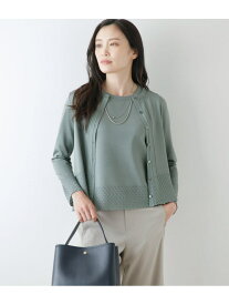 【SALE／28%OFF】【L】透かしレース編み 長袖クルーネックカーディガン NEWYORKER WOMEN L-SIZE ニューヨーカー エルサイズ トップス カーディガン グリーン【RBA_E】【送料無料】[Rakuten Fashion]