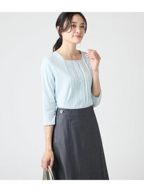 【SALE／50%OFF】【吸水速乾】コンフォートプレーティング天竺 スクエアネック7分袖カットソー NEWYORKER WOMEN ニューヨーカー トップス カットソー・Tシャツ ブルー ホワイト【RBA_E】【送料無料】[Rakuten Fashion]