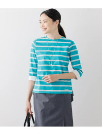 【SALE／53%OFF】コットン天竺 7分袖ボーダープルオーバー NEWYORKER WOMEN ニューヨーカー トップス カットソー・Tシャツ グリーン【RBA_E】【送料無料】[Rakuten Fashion]