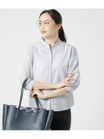 【SALE／46%OFF】【L】コットン和紙ボイル ストライプ 7分袖シャツ NEWYORKER WOMEN L-SIZE ニューヨーカー エルサイズ トップス シャツ・ブラウス ブルー【RBA_E】【送料無料】[Rakuten Fashion]