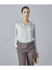 【SALE／30%OFF】サテンジョーゼット 前開きVネックブラウス Atraer アトラエル トップス シャツ・ブラウス ピンク【RBA_E】【送料無料】[Rakuten Fashion]