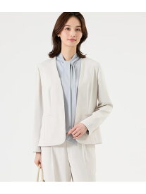 【SALE／50%OFF】【ウォッシャブル】ポリエステルツイル 1ホックノーカラージャケット NEWYORKER WOMEN ニューヨーカー ジャケット・アウター テーラードジャケット・ブレザー ネイビー グレー【RBA_E】【送料無料】[Rakuten Fashion]