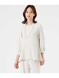【SALE／30%OFF】ポリエステルツイル 7分袖ペプラムブラウス NEWYORKER WOMEN ニューヨーカー トップス シャツ・ブラウス ネイビー グレー【RBA_E】【送料無料】[Rakuten Fashion]