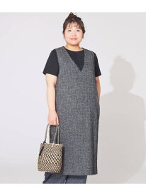 【SALE／28%OFF】【L】【ウォッシャブル】ソフトブッチャー Vネックジャンパースカート NEWYORKER WOMEN L-SIZE ニューヨーカー エルサイズ ワンピース・ドレス ワンピース ネイビー【RBA_E】【送料無料】[Rakuten Fashion]