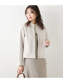 【SALE／40%OFF】ジャージーメルトン ノーカラーブルゾン NEWYORKER WOMEN ニューヨーカー ジャケット・アウター ブルゾン・ジャンパー ホワイト ブラック【RBA_E】【送料無料】[Rakuten Fashion]