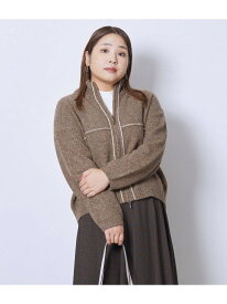 【SALE／23%OFF】【L】ネップミックス天竺 ダブルジップニットブルゾン NEWYORKER WOMEN L-SIZE ニューヨーカー エルサイズ トップス ニット ブラウン【RBA_E】【送料無料】[Rakuten Fashion]