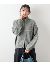 【SALE／23%OFF】【L】ネップミックス天竺 ダブルジップニットブルゾン NEWYORKER WOMEN L-SIZE ニューヨーカー エルサイズ トップス ニット ブラウン グレー【RBA_E】【送料無料】[Rakuten Fashion]