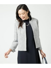 【SALE／42%OFF】【L】ブッチャーツィード ノーカラージャケット NEWYORKER WOMEN L-SIZE ニューヨーカー エルサイズ ジャケット・アウター テーラードジャケット・ブレザー ネイビー グレー【RBA_E】【送料無料】[Rakuten Fashion]