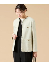 【SALE／40%OFF】ソフトミックスツィード ノーカラージャケット NEWYORKER WOMEN ニューヨーカー ジャケット・アウター テーラードジャケット・ブレザー ネイビー【RBA_E】【送料無料】[Rakuten Fashion]