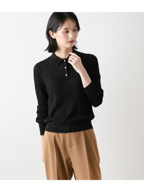 【SALE／35%OFF】【L】【手洗い可能】ケーブルニットポロシャツ NEWYORKER WOMEN L-SIZE ニューヨーカー エルサイズ トップス ニット ブラウン ブラック【RBA_E】【送料無料】[Rakuten Fashion]