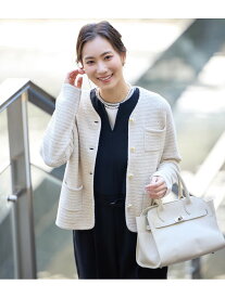 【SALE／30%OFF】ツィーディーラメ ノーカラーニットジャケット NEWYORKER WOMEN ニューヨーカー トップス ニット ネイビー ベージュ【RBA_E】【送料無料】[Rakuten Fashion]