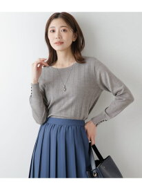 【SALE／50%OFF】【L】【手洗い可能】ウールアクリル16G ランダムリブニットプルオーバー NEWYORKER WOMEN L-SIZE ニューヨーカー エルサイズ トップス ニット グレー【RBA_E】【送料無料】[Rakuten Fashion]