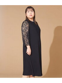 【SALE／38%OFF】【L】サテン&ラッセルレース コンビワンピース NEWYORKER WOMEN L-SIZE ニューヨーカー エルサイズ ワンピース・ドレス ワンピース ブラック ネイビー【RBA_E】【送料無料】[Rakuten Fashion]