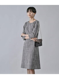 【SALE／30%OFF】チャンキーツィード 7分袖Aラインワンピース Atraer アトラエル ワンピース・ドレス ワンピース ワインレッド【RBA_E】【送料無料】[Rakuten Fashion]