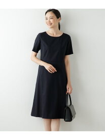 【L】【お受験対応】ウールファインドビー ウエスト切り替え 半袖ワンピース NEWYORKER WOMEN L-SIZE ニューヨーカー エルサイズ ワンピース・ドレス ワンピース ネイビー【送料無料】[Rakuten Fashion]