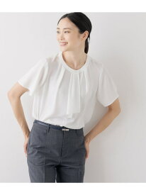 【SALE／50%OFF】ソフトパウダークロス タックフリル半袖ブラウス NEWYORKER WOMEN ニューヨーカー トップス シャツ・ブラウス ホワイト グレー【RBA_E】【送料無料】[Rakuten Fashion]