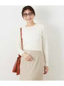 【SALE／50%OFF】【L】コンパクトギザコットン ケーブルクルーネックプルオーバー NEWYORKER WOMEN L-SIZE ニューヨーカー エルサイズ トップス ニット ブルー ピンク ホワイト グリーン【RBA_E】【送料無料】[Rakuten Fashion]